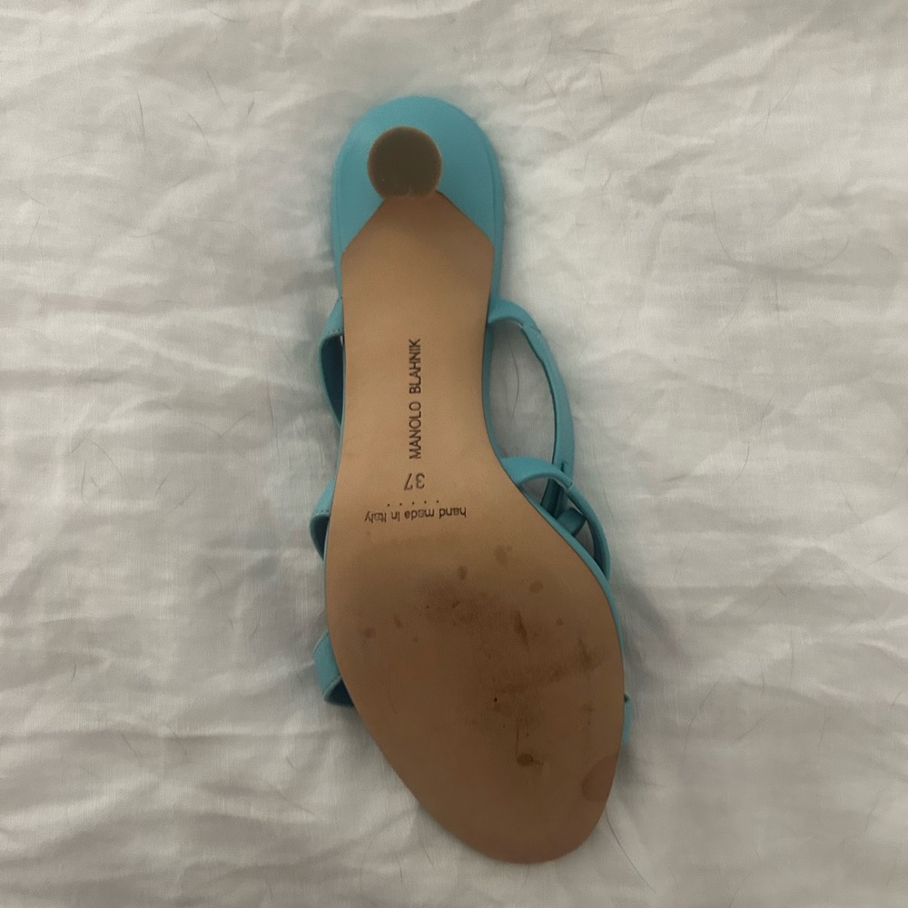 Manolo Blahnik Turquoise Strappy Sandals - Picture 8 of 9